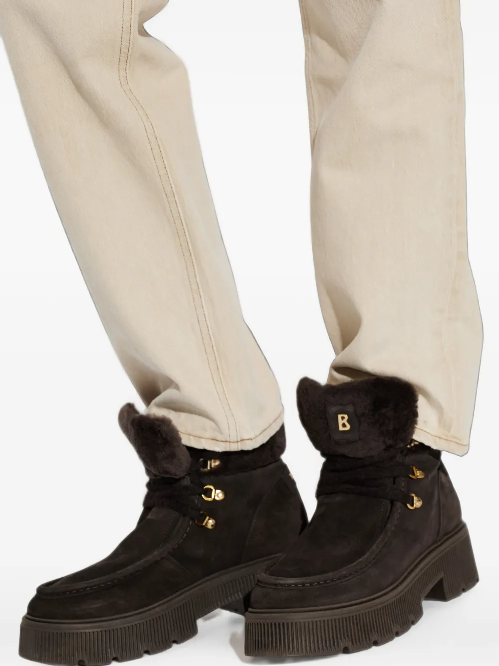 BOGNER Turin Shearling-trim Leather Boots in Brown, view 5