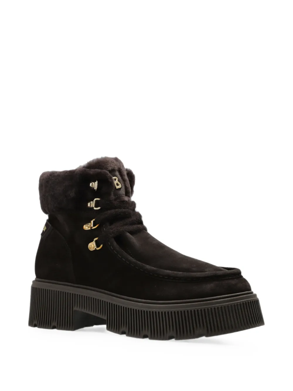BOGNER Turin Shearling-trim Leather Boots in Brown, view 2