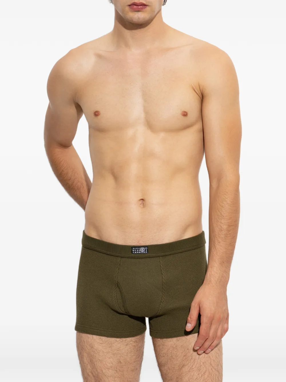 MM6 Maison Margiela Wafelgebreide boxershorts met logo-patch Groen