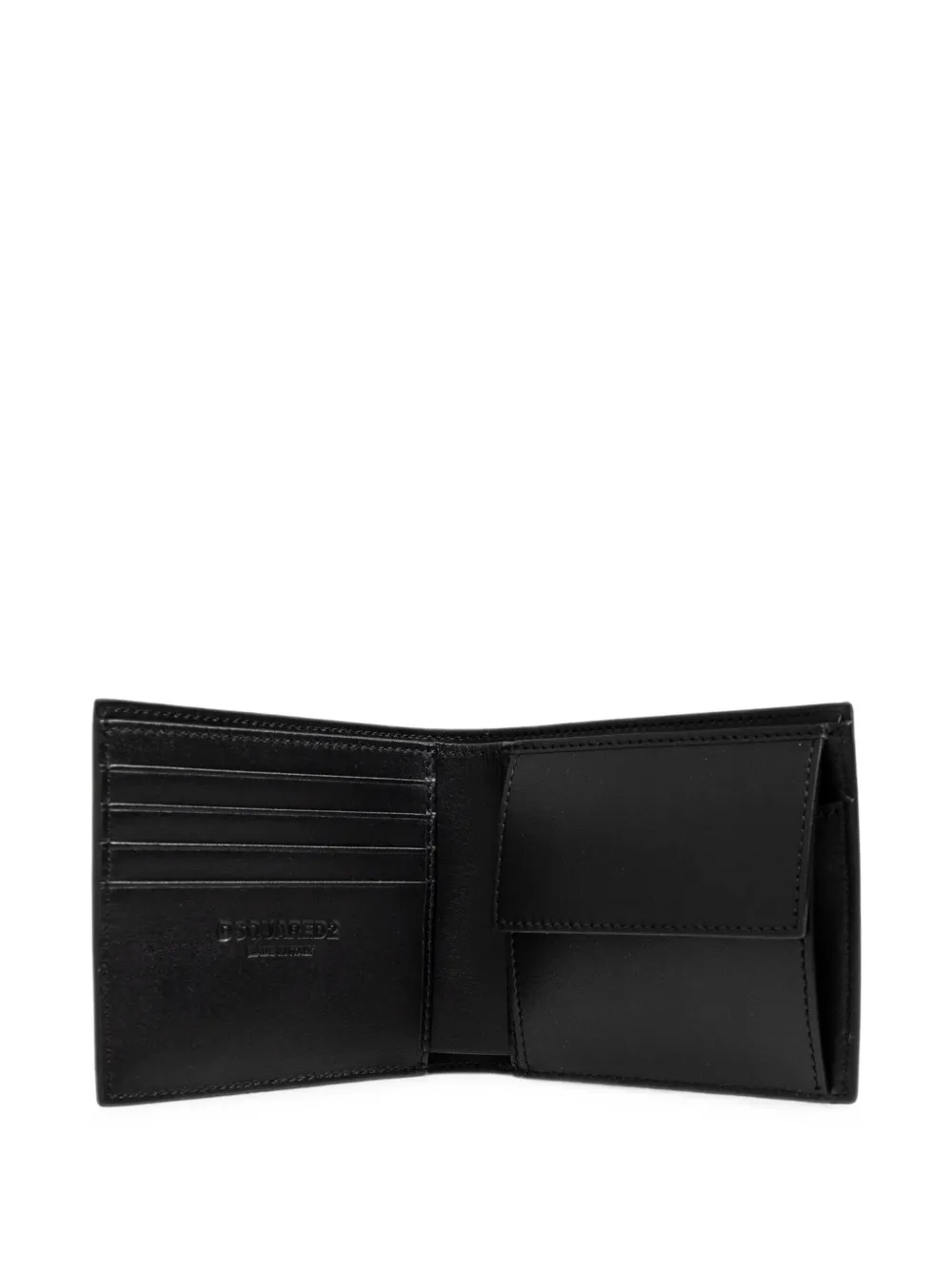 DSQUARED2 logo-plaque pebbled leather wallet Zwart