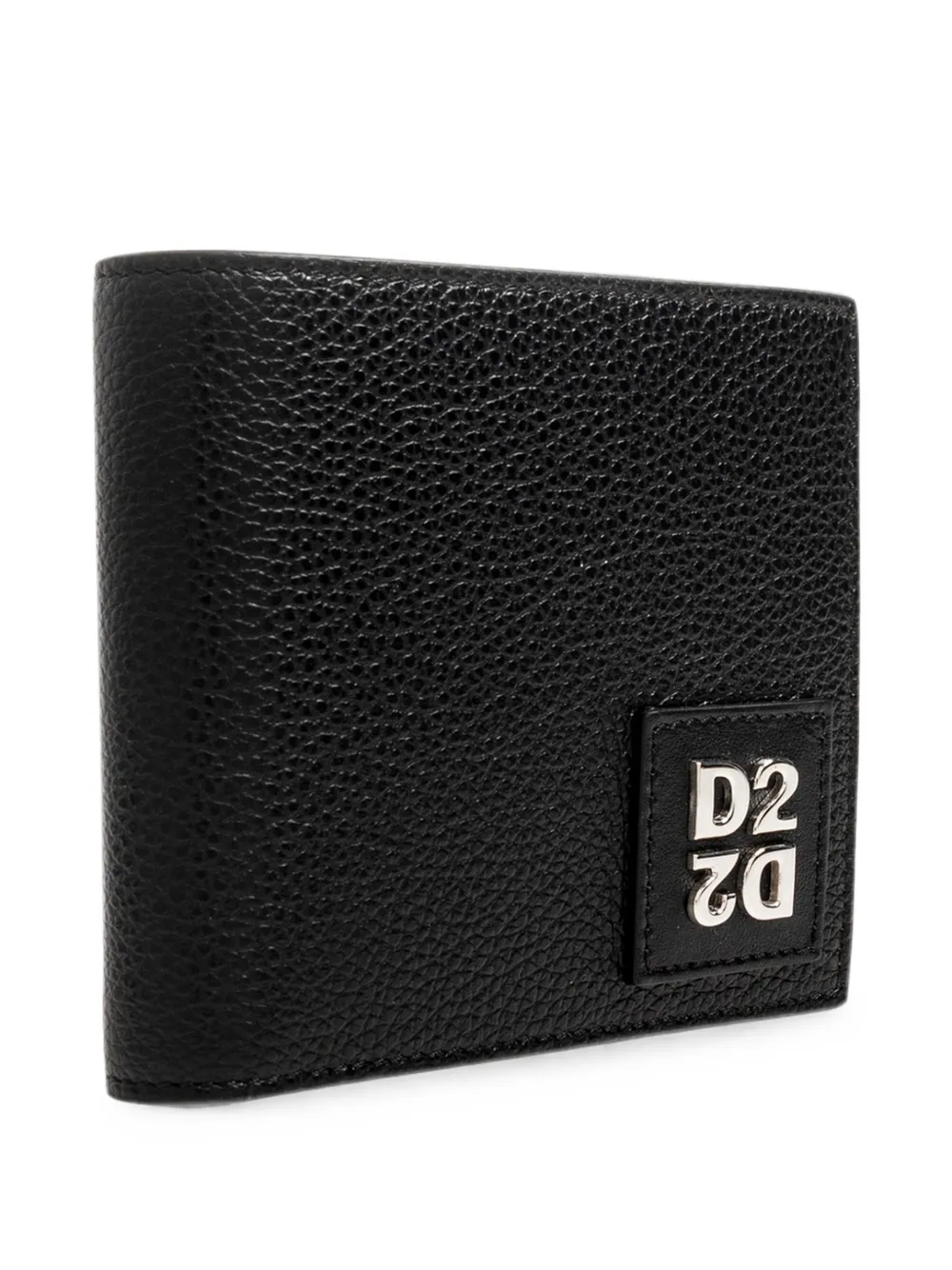 DSQUARED2 logo-plaque pebbled leather wallet Zwart