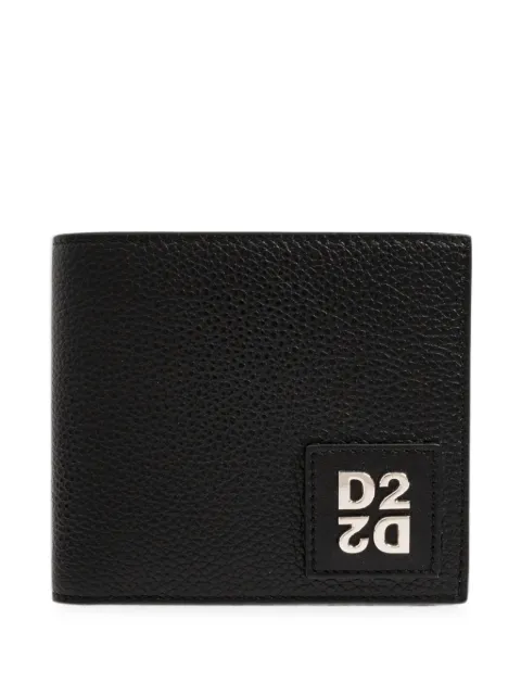 DSQUARED2 logo-plaque pebbled leather wallet
