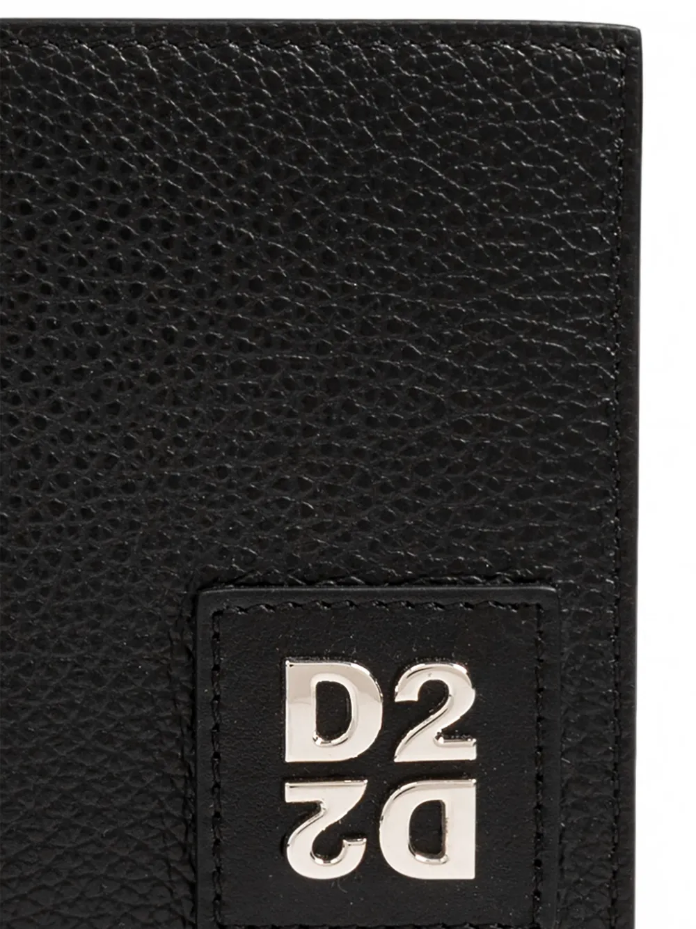 DSQUARED2 logo-plaque pebbled leather wallet Zwart