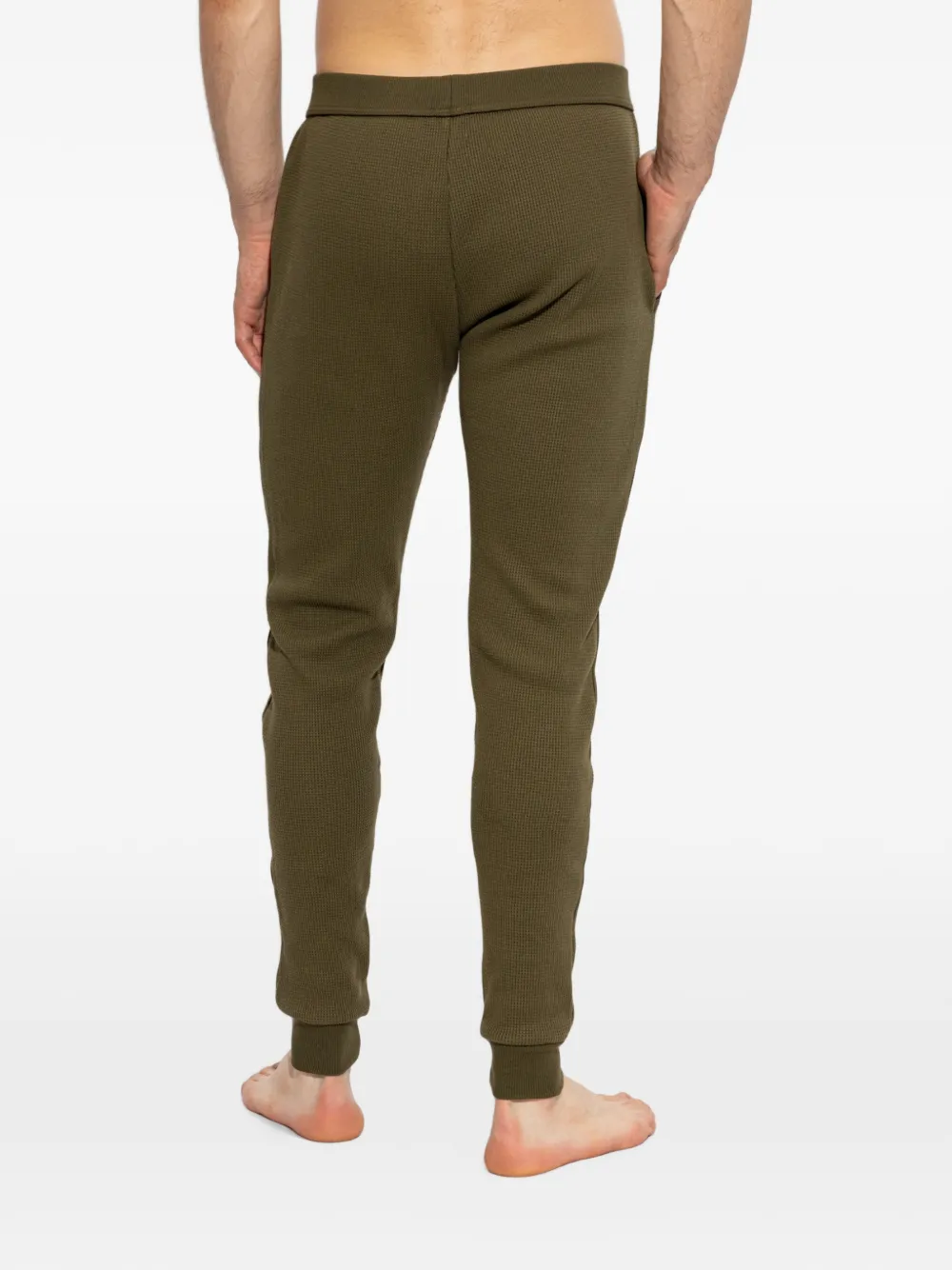 MM6 Maison Margiela Wafelgebreide broek met logo-patch Groen