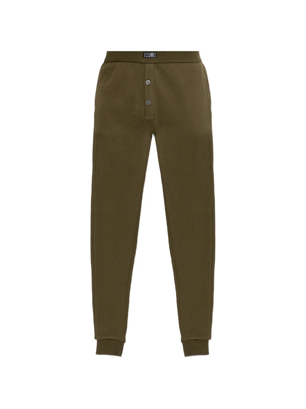MM6 Maison Margiela waffle-knit logo-patch trousers - Verde