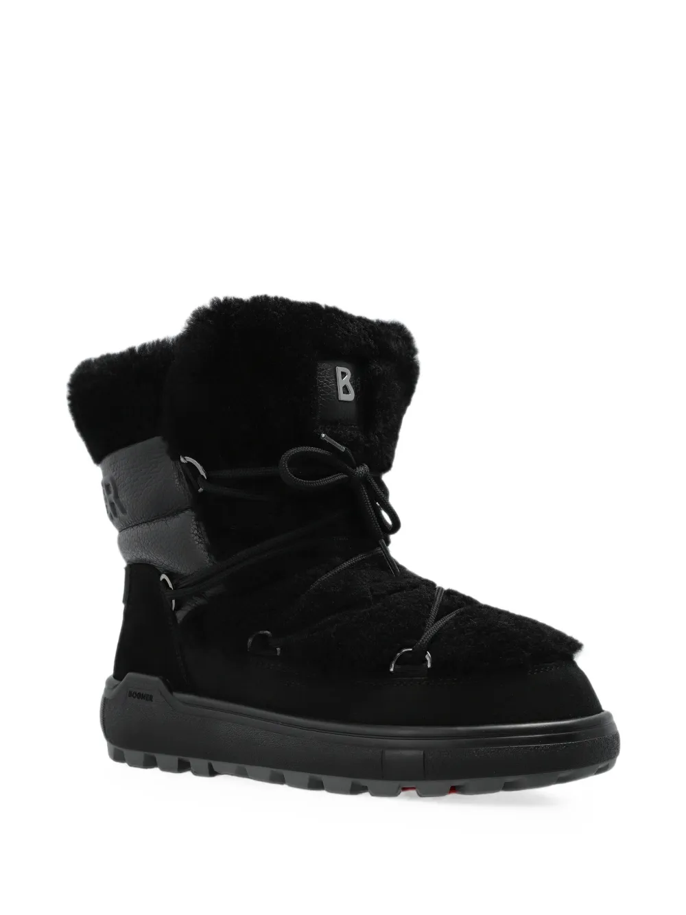 BOGNER Chamonix shearling-trim leather snow boots Zwart