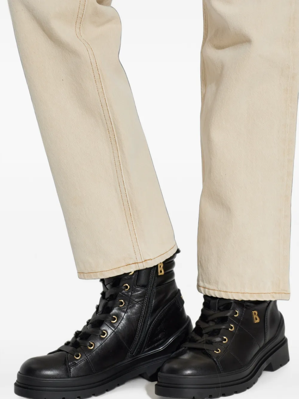 BOGNER St. Moritz leren combat boots Zwart