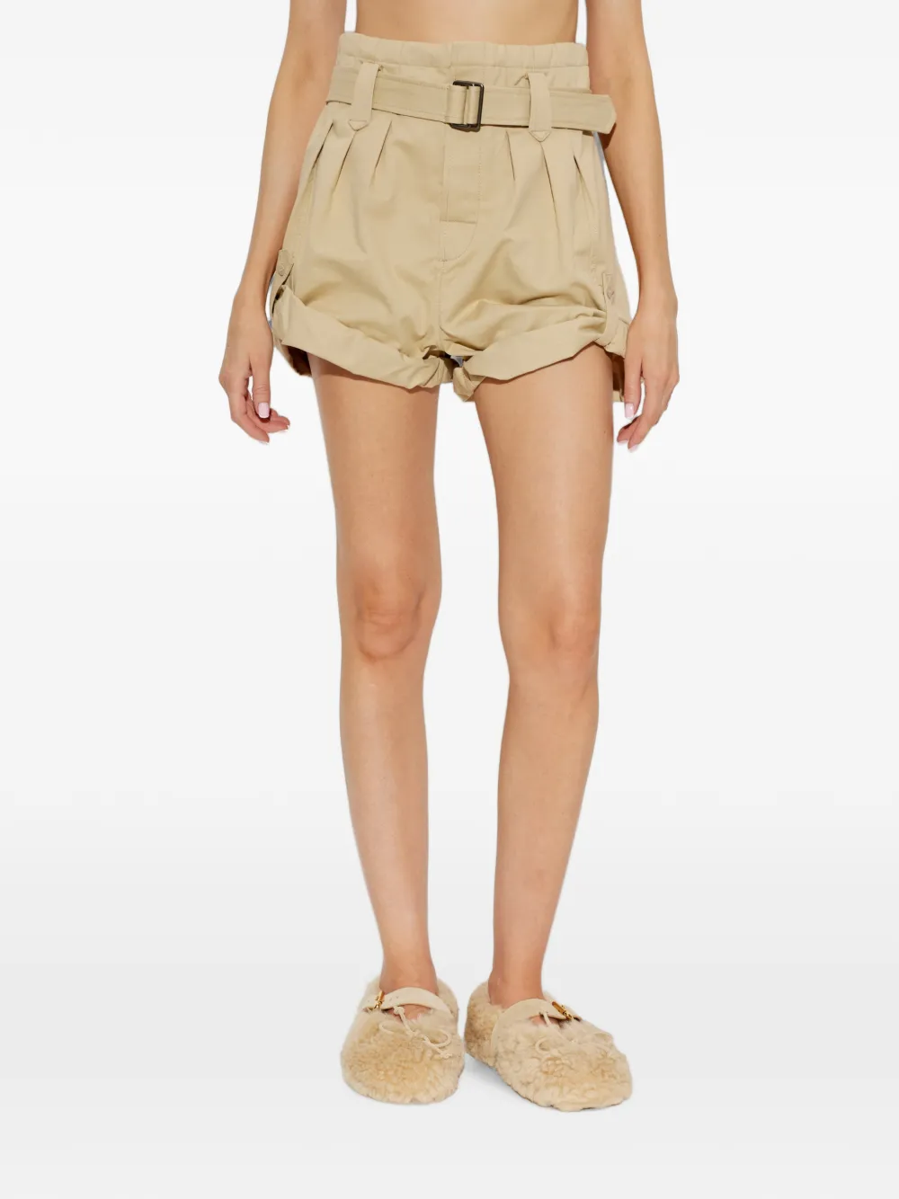 Kenzo Geplooide shorts met riem Beige