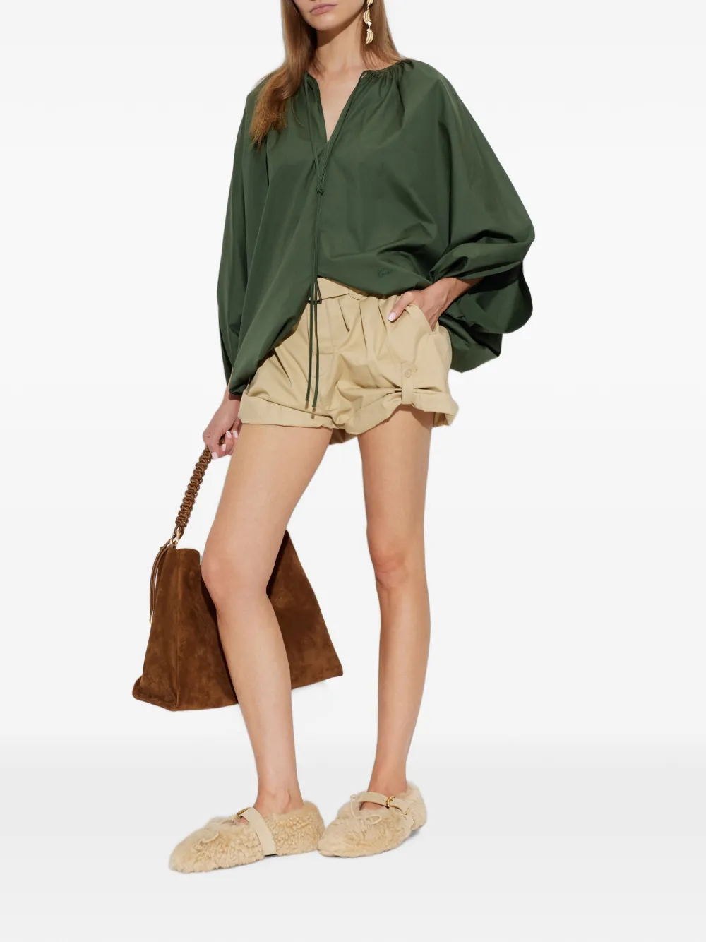 Kenzo Geplooide shorts met riem Beige