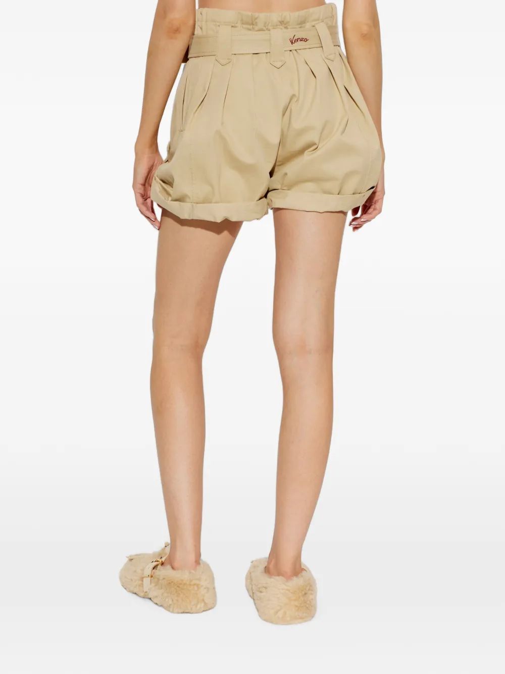 Kenzo Geplooide shorts met riem Beige