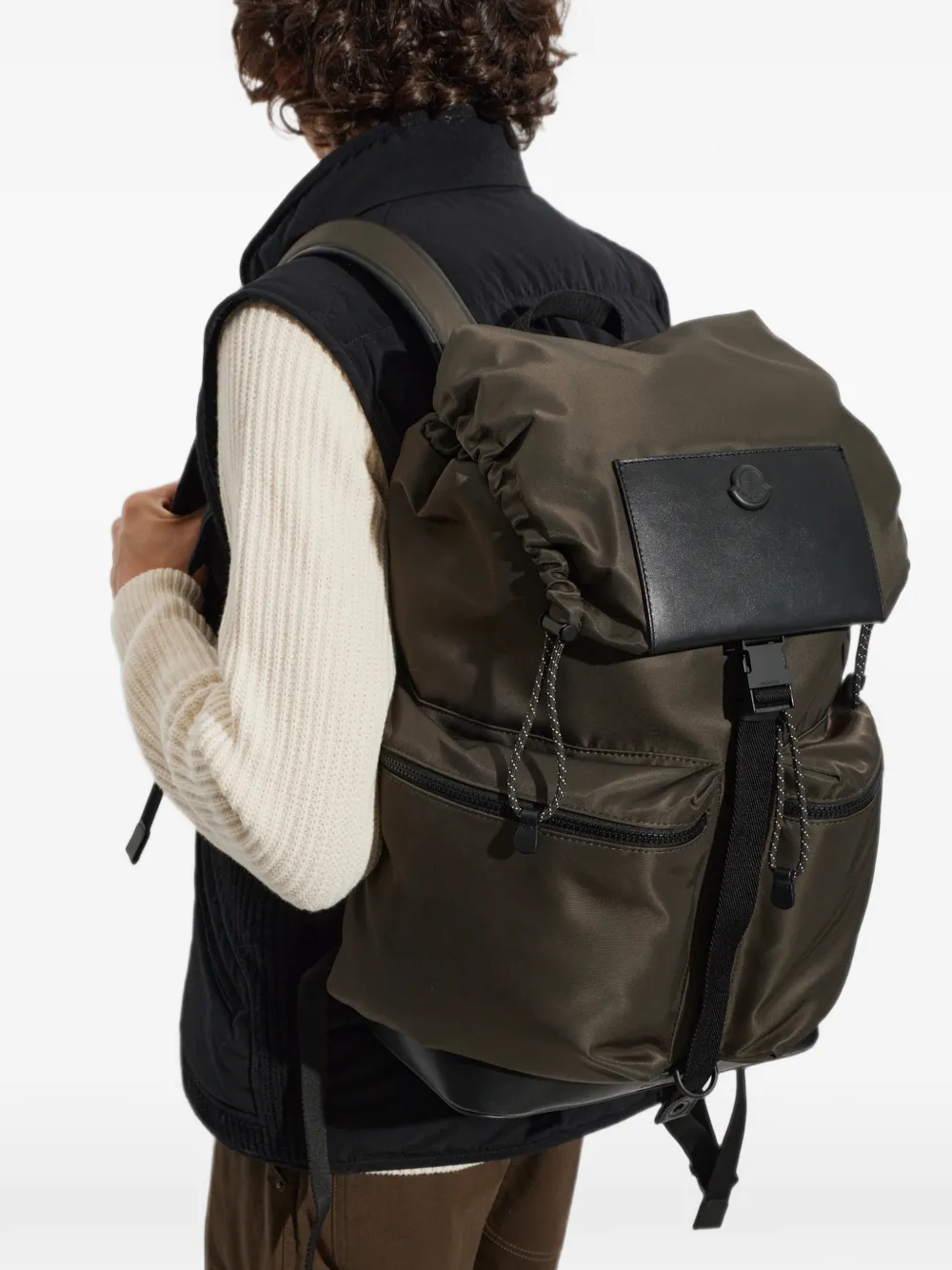 Moncler Kenton Drill logo-patch backpack Groen