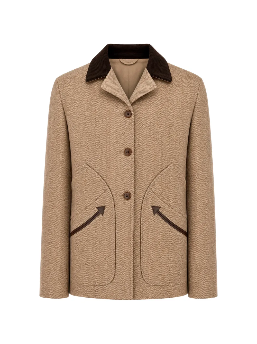 Fortela herringbone-pattern corduroy-collar blazer