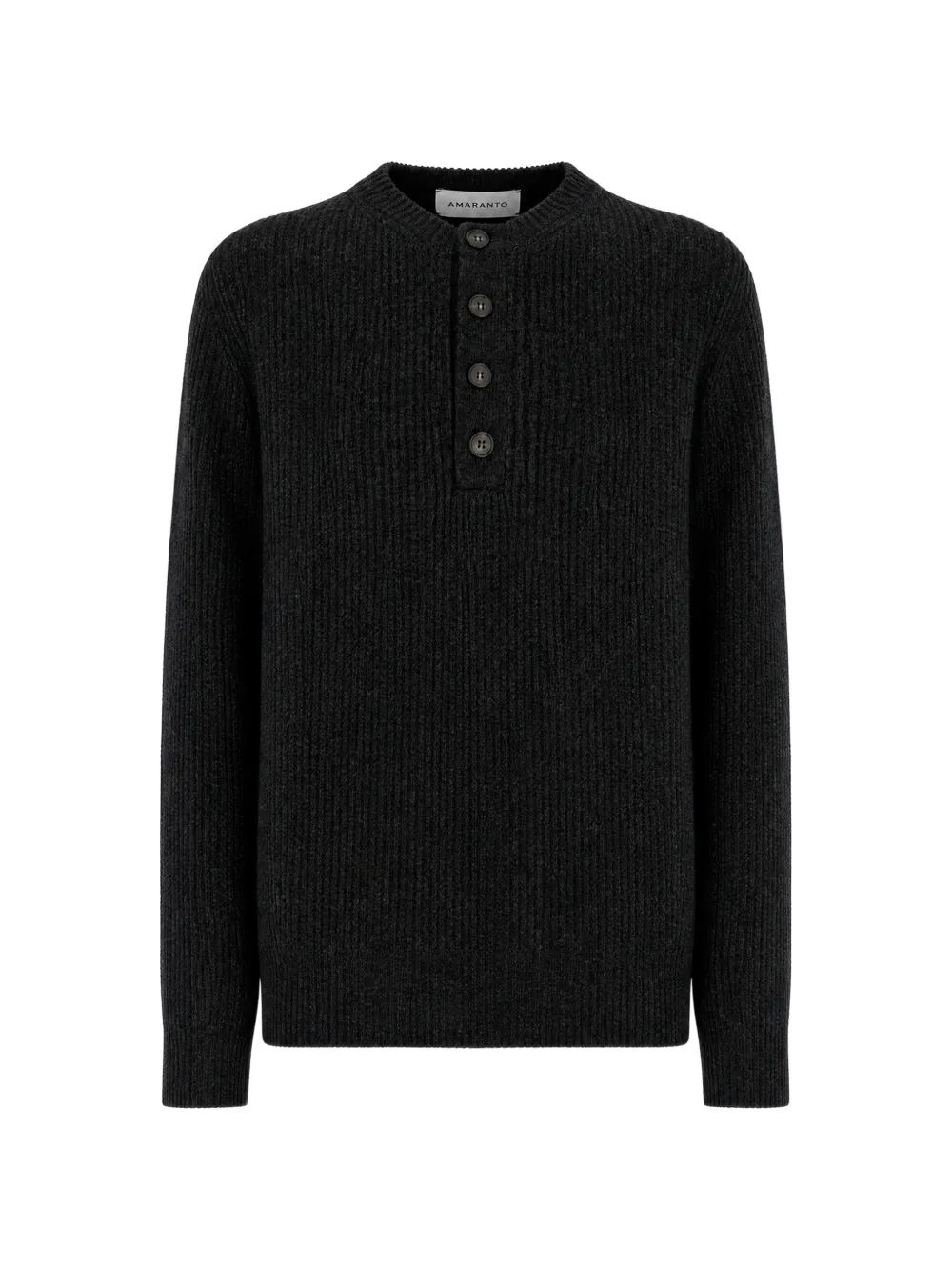 AMARANTO ribbed-knit button-neck sweater