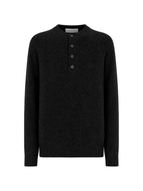 AMARANTO  ribbed-knit button-neck sweater
