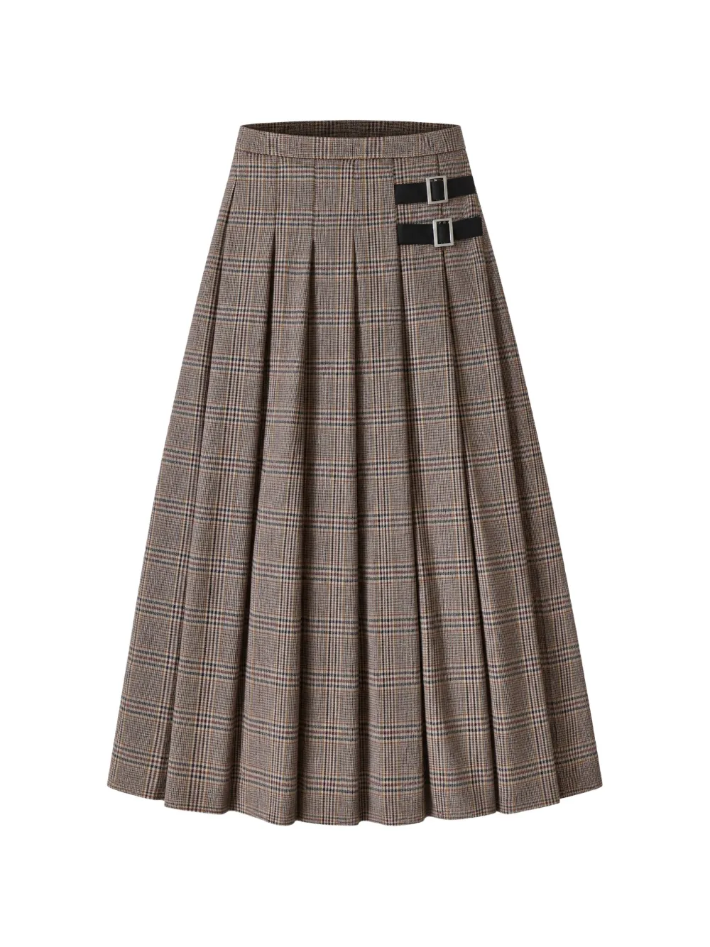 LE SULLY STUDIO buckled pleated Prince of Wales check skirt