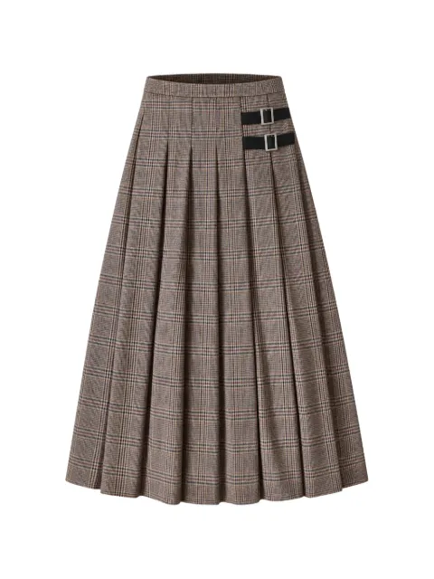 LE SULLY STUDIO buckled pleated Prince of Wales check skirt
