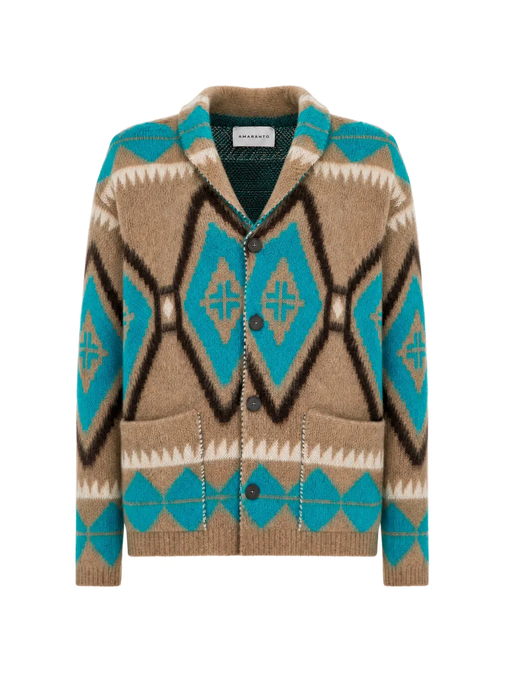 AMARANTO geometric-pattern shawl-collar cardigan