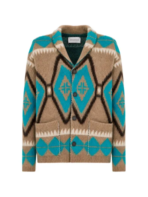 AMARANTO  geometric-pattern shawl-collar cardigan