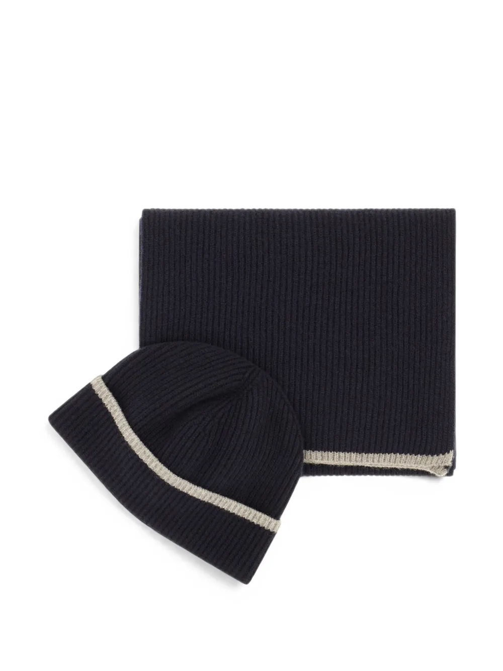 Lardini ribbed-knit beanie hat and scarf set Blauw