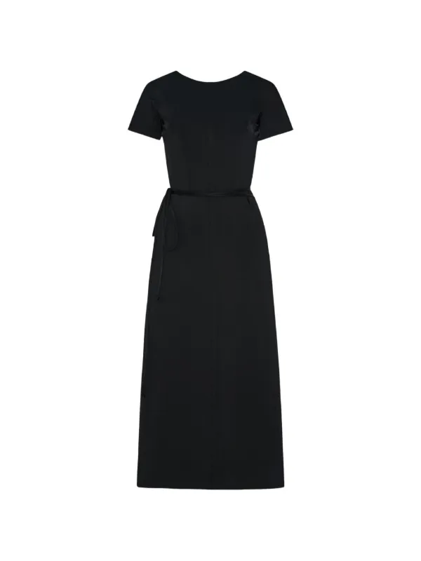 Another Tomorrow Boat-neck Midi Dress in Black