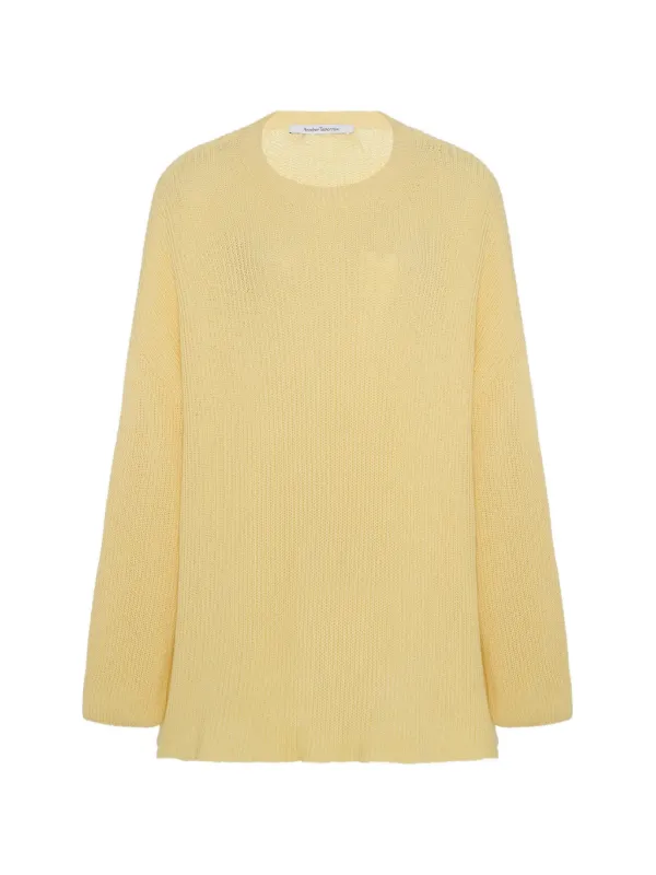 Another Tomorrow Draped Crew-neck Sweater in Yellow