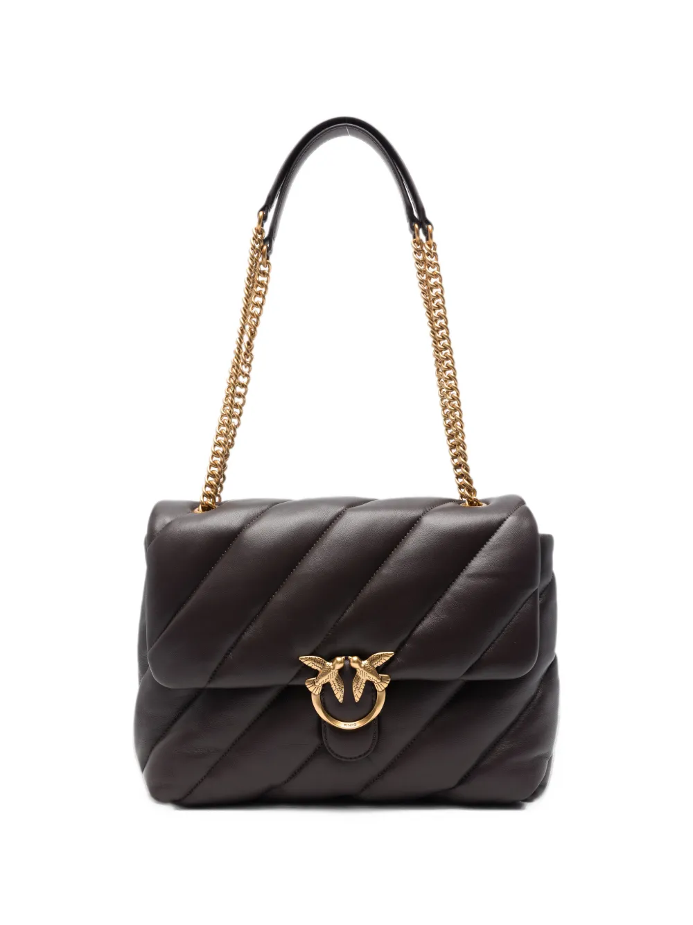 PINKO maxi Love Birds quilted leather shoulder bag - Marrone
