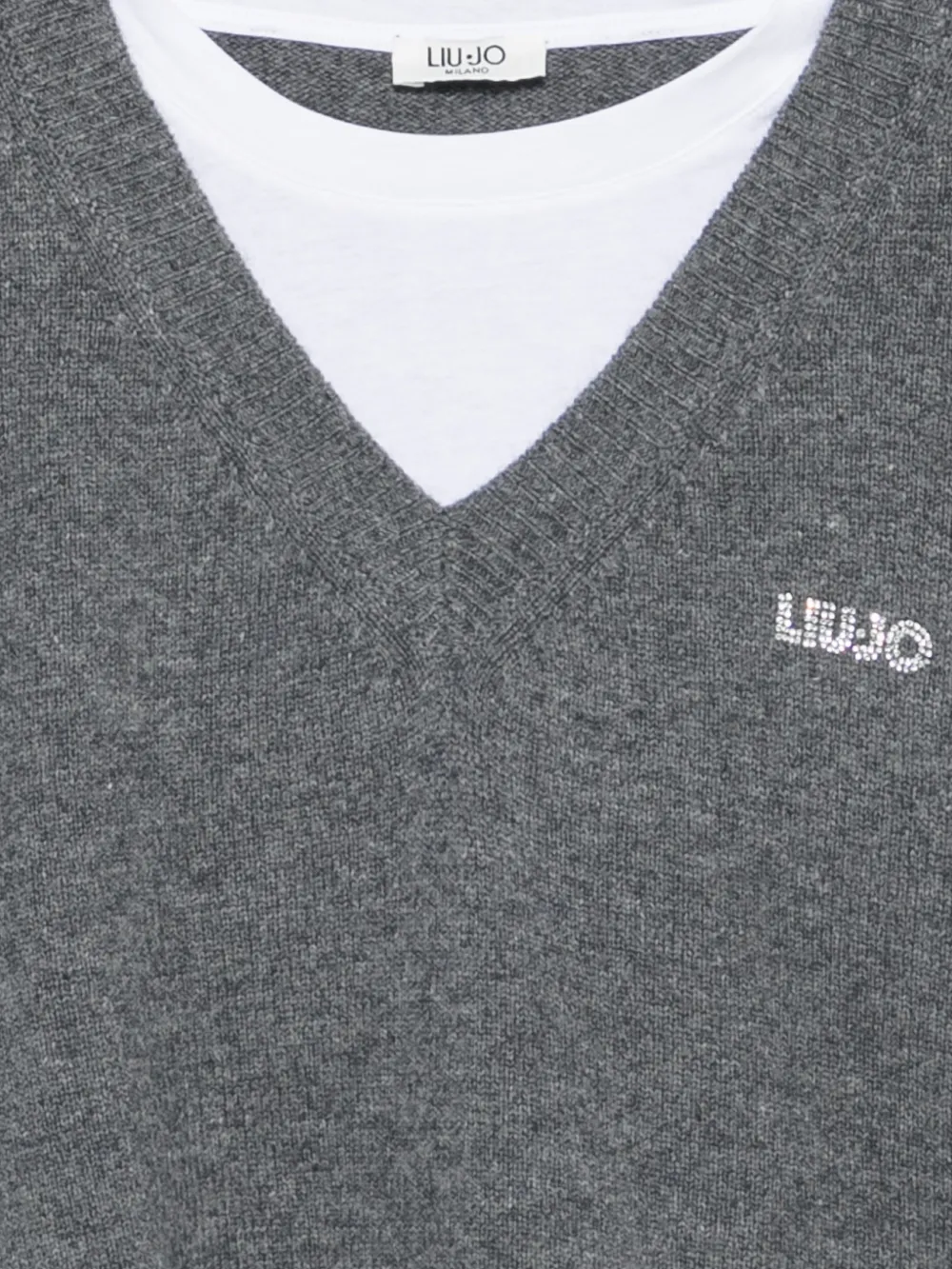 LIU JO logo-embellished layered-effect sweater Grijs
