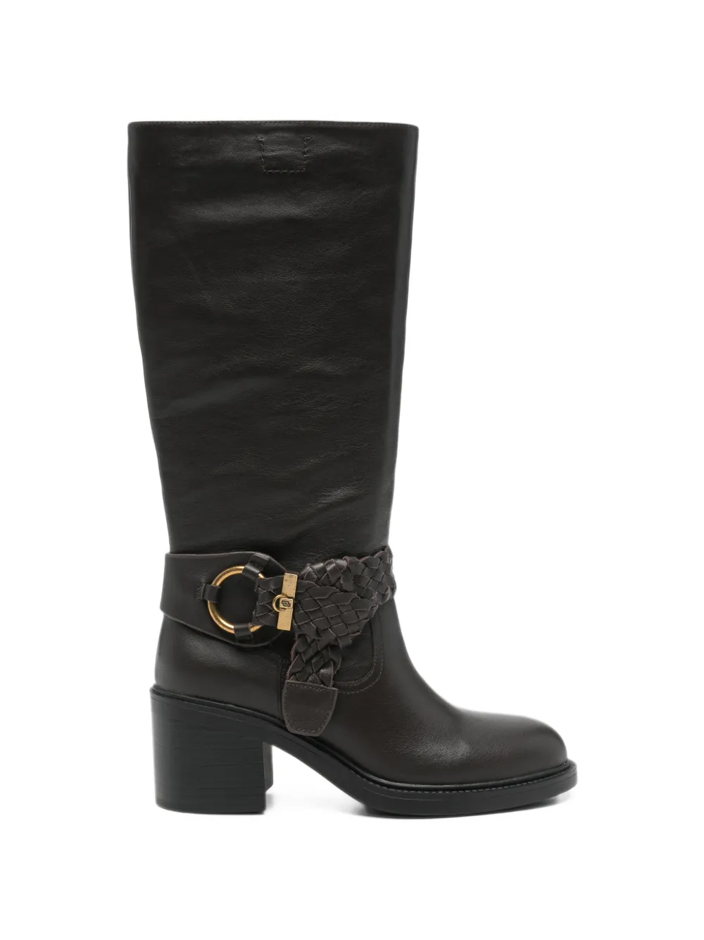 LIU JO braided-strap block-heel boots - Marrone