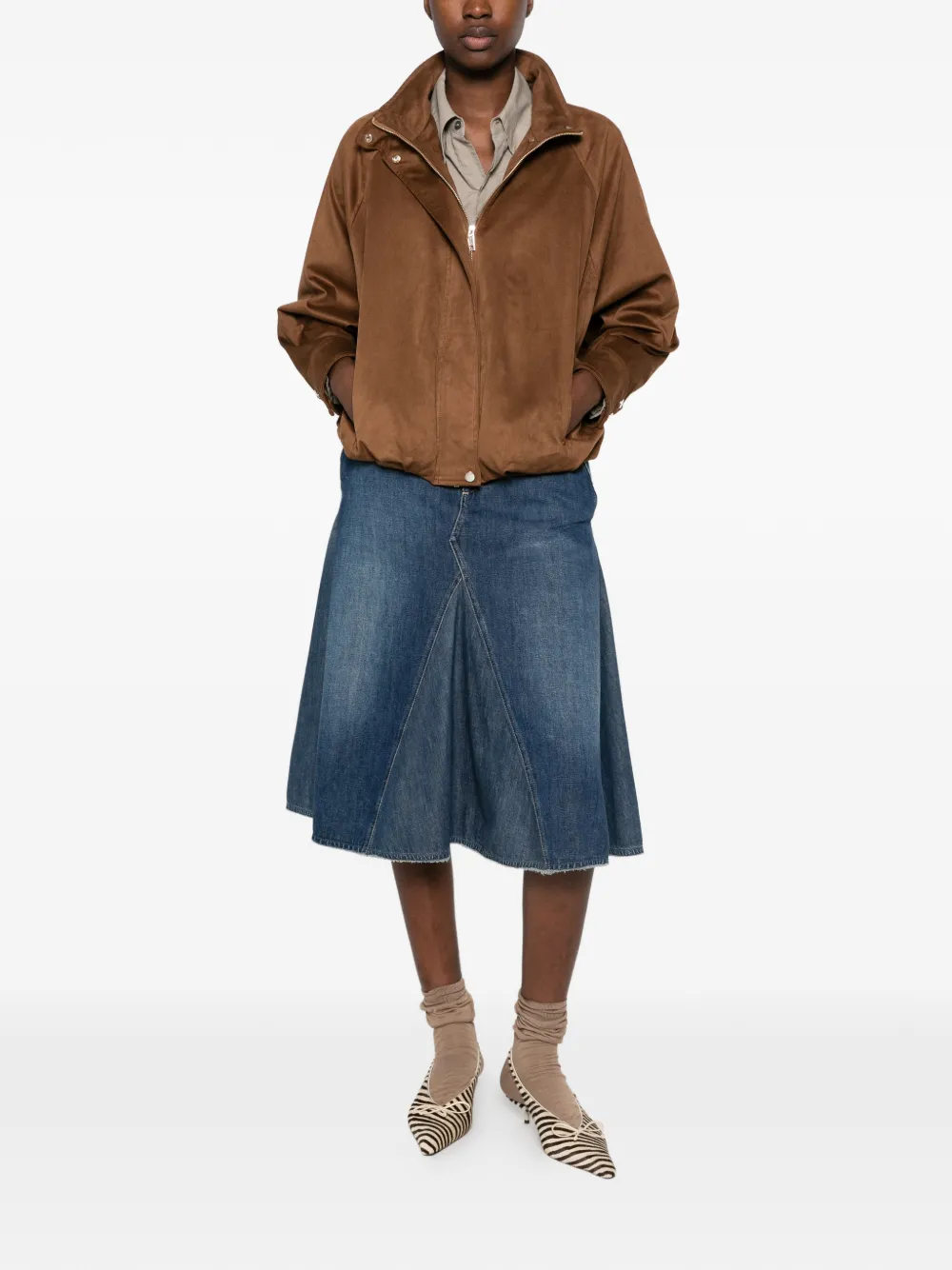 Marella Bomberjack met raglan mouwen en hoge hals Bruin