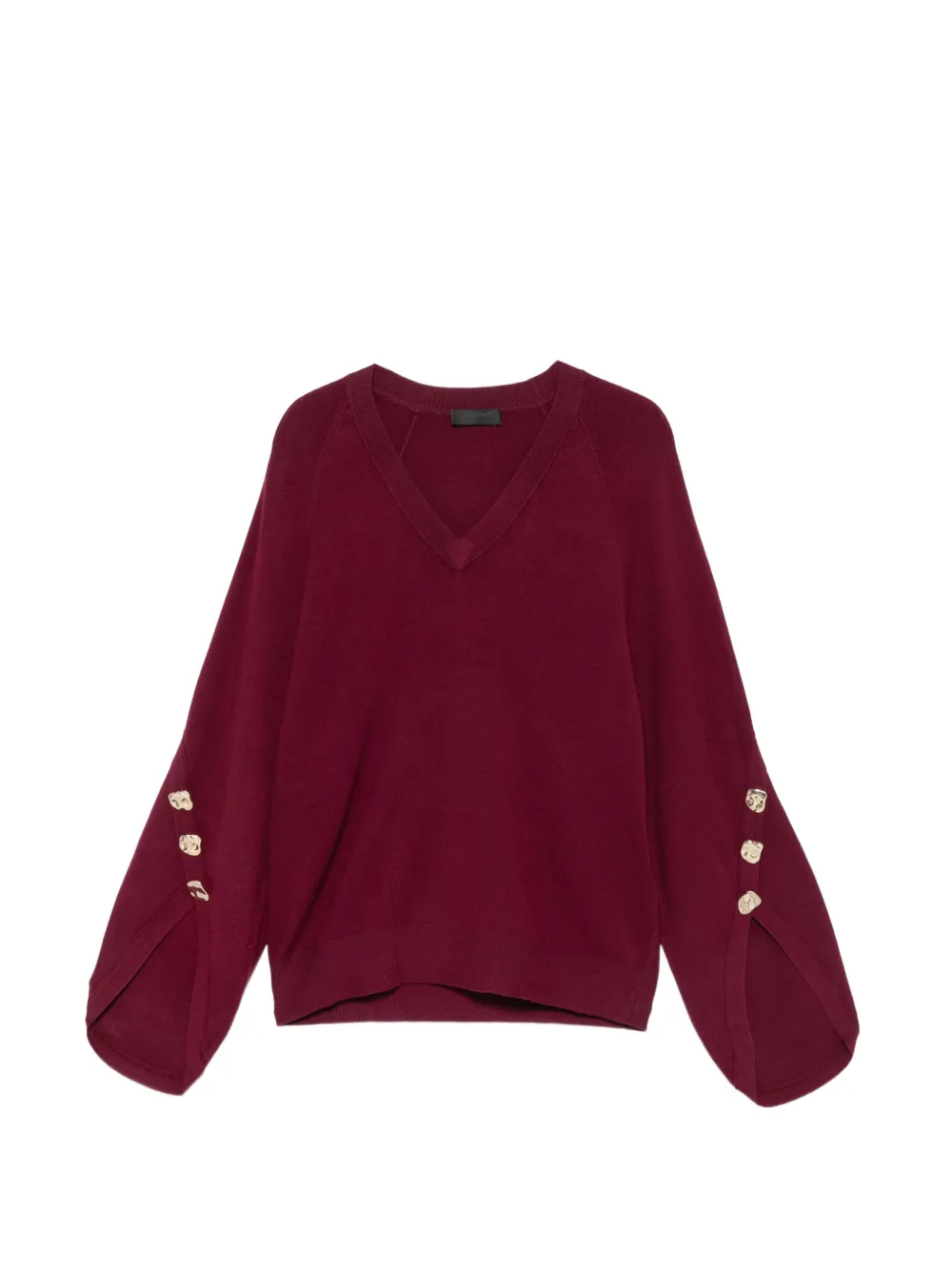 LIU JO button-detail V-neck sweater - Rosso