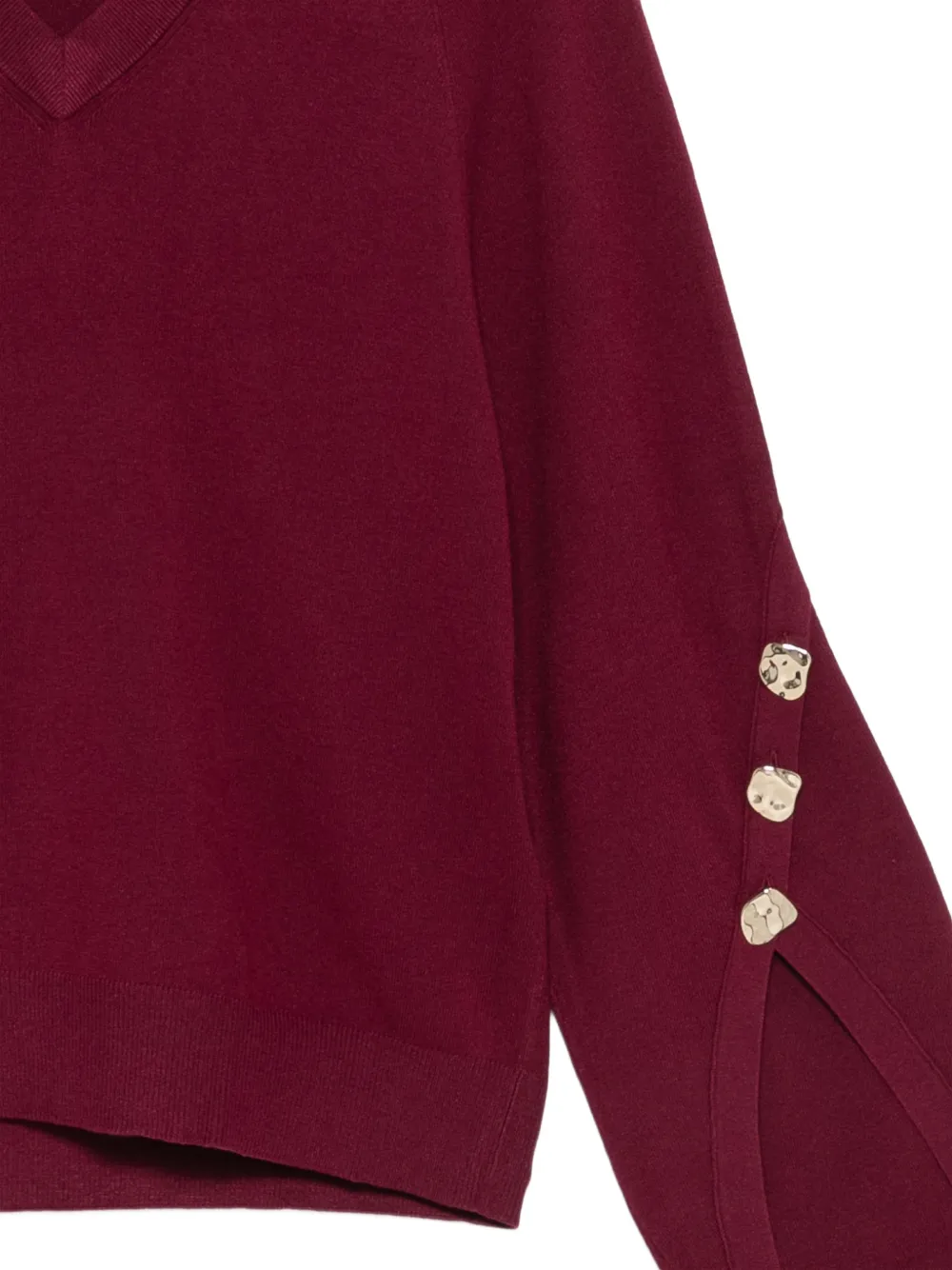 LIU JO button-detail V-neck sweater Rood