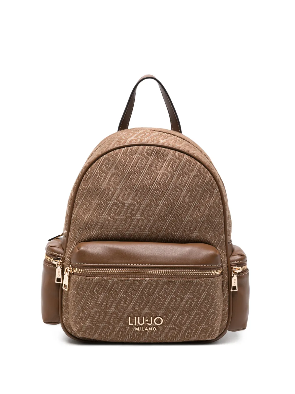 LIU JO monogram-jacquard backpack - Marrone