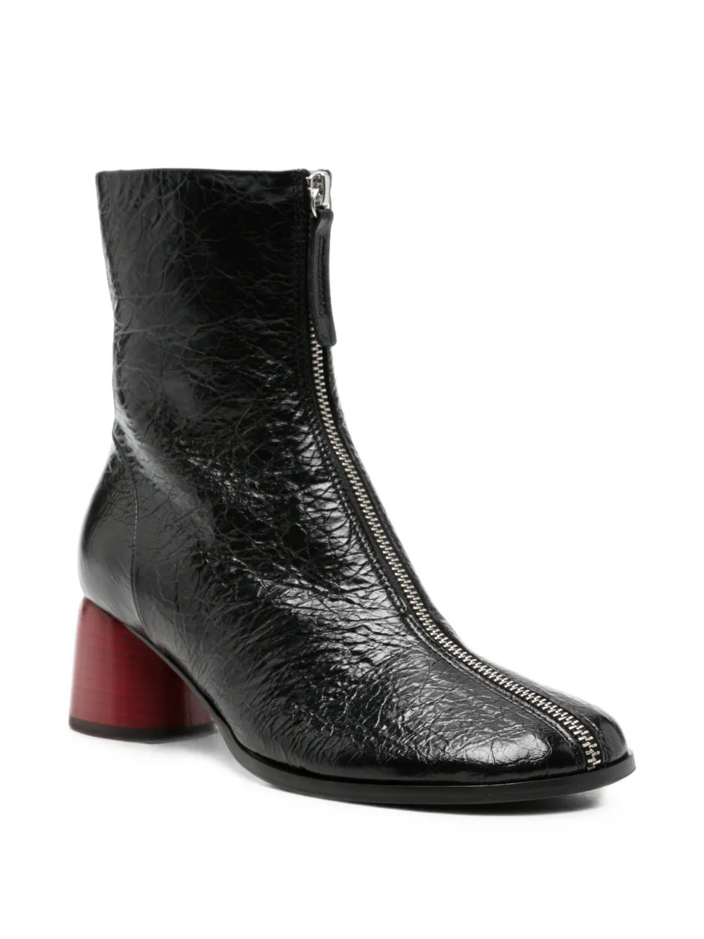 Halmanera front-zip leather ankle boots Zwart