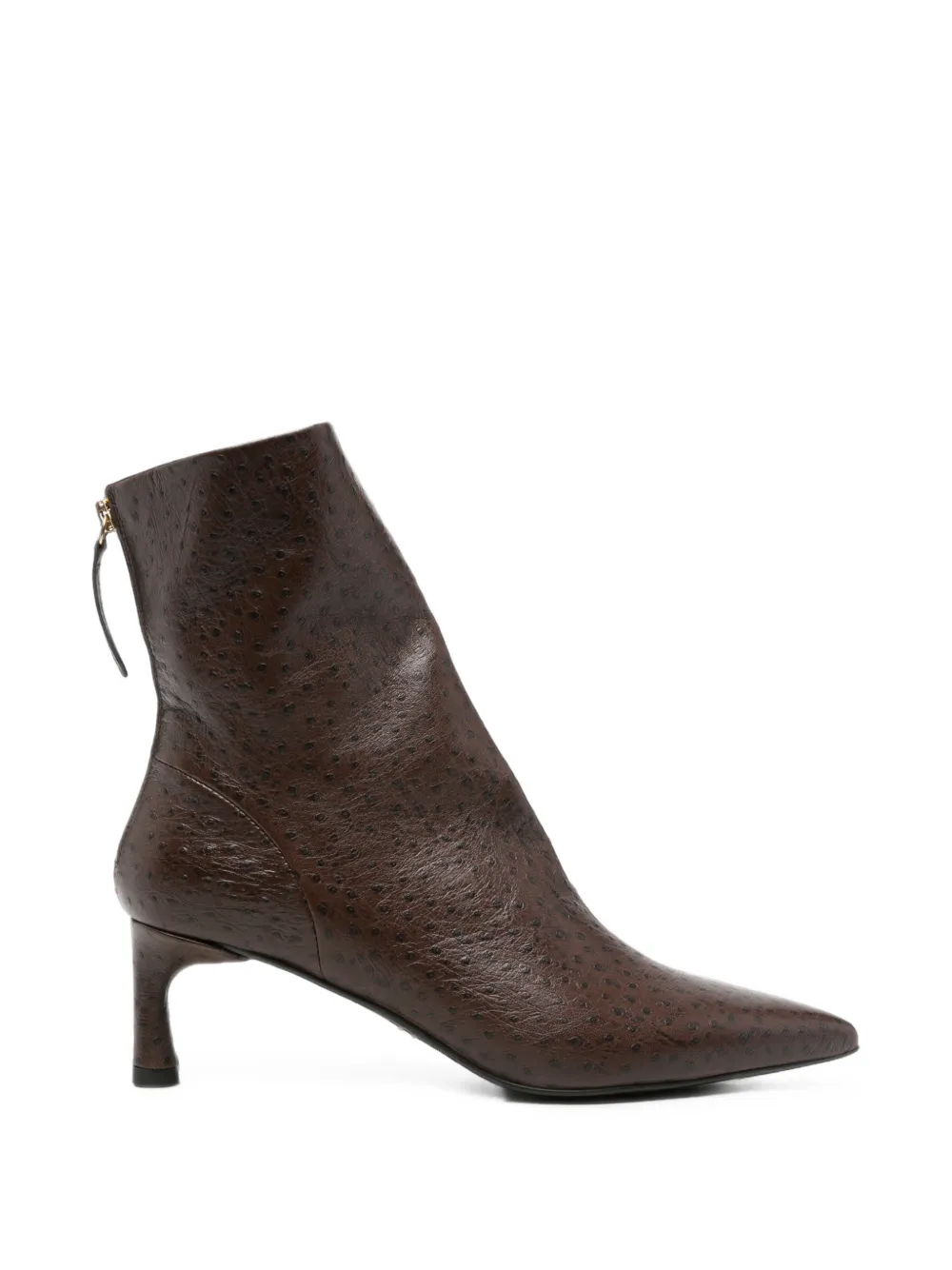 Halmanera ostrich-effect pointed-toe ankle boots Bruin