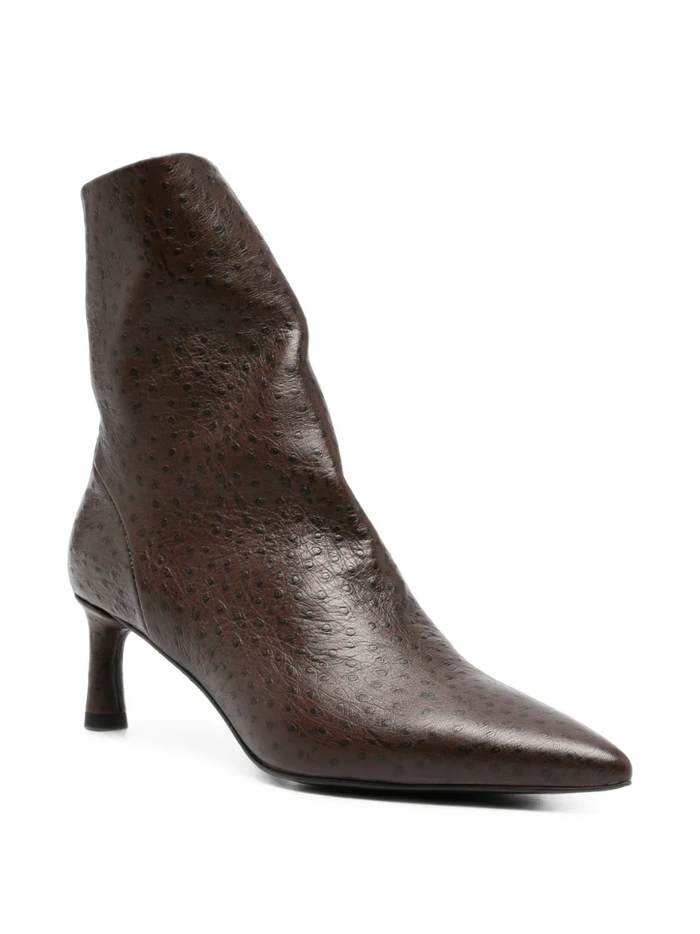 Halmanera ostrich-effect pointed-toe ankle boots Bruin