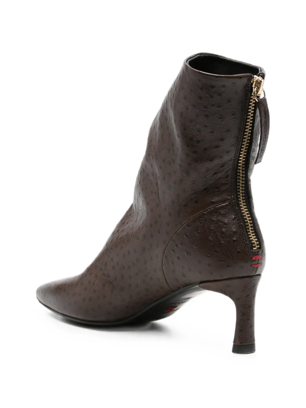 Halmanera ostrich-effect pointed-toe ankle boots Bruin