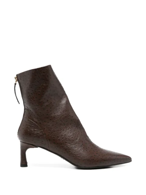 Halmanera ostrich-effect pointed-toe ankle boots