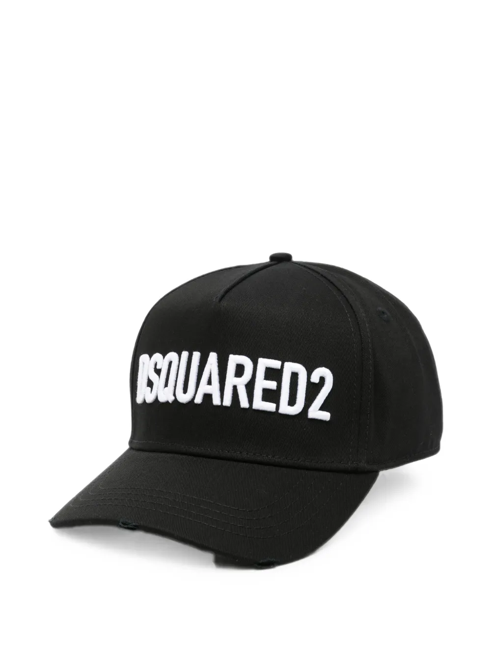Dsquared2 Logo-embroidered Distressed Baseball Cap In Black