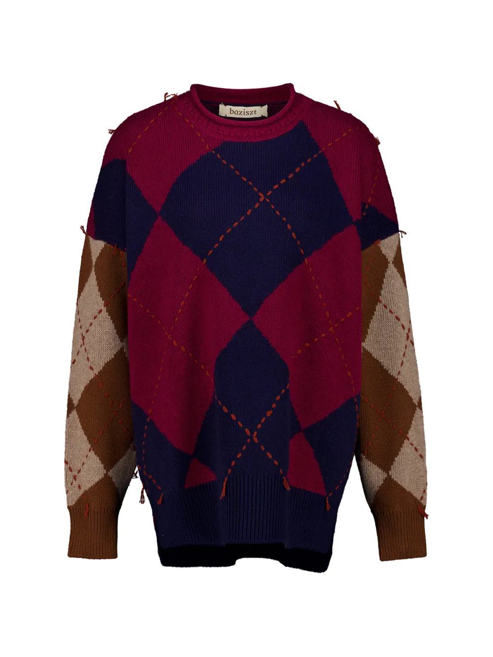 Baziszt Argyle Cashmere Sweater In Purple