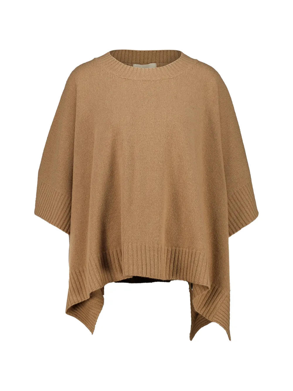 120% Lino Ribbed-knit Poncho In Brown