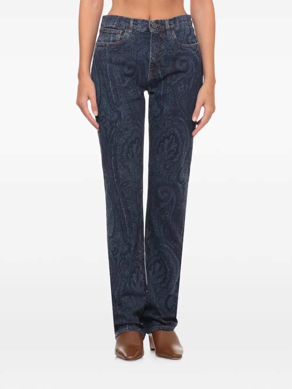ETRO Jeans met paisley-print Blauw