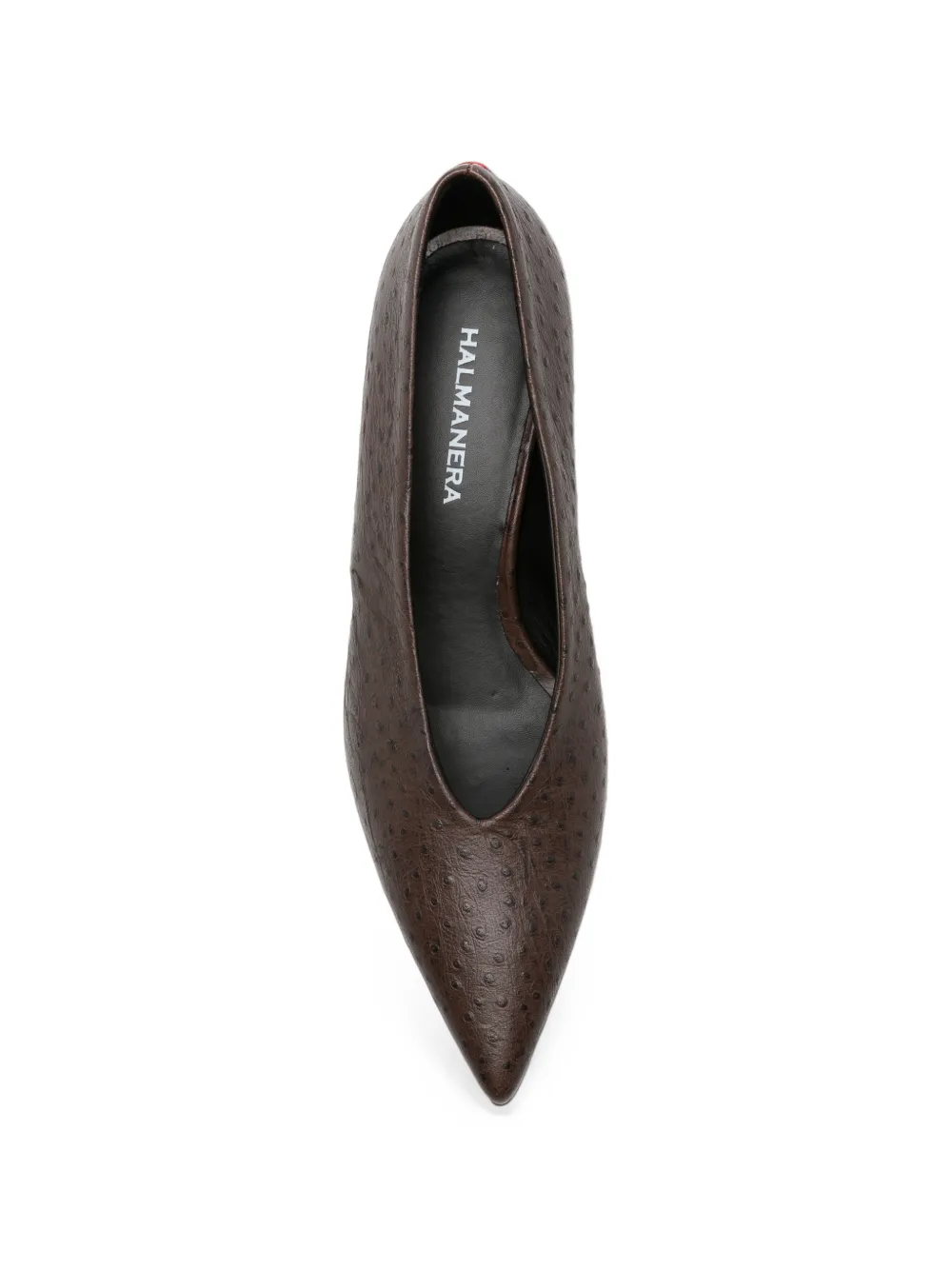 Halmanera Jade ostrich-effect heeled pumps Bruin