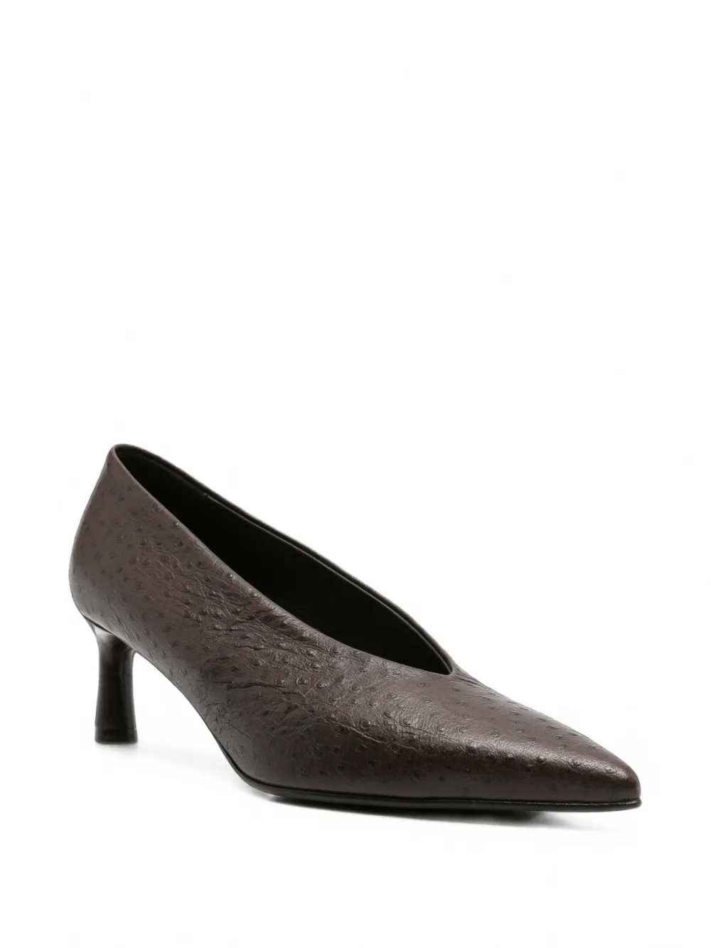 Halmanera Jade ostrich-effect heeled pumps Bruin