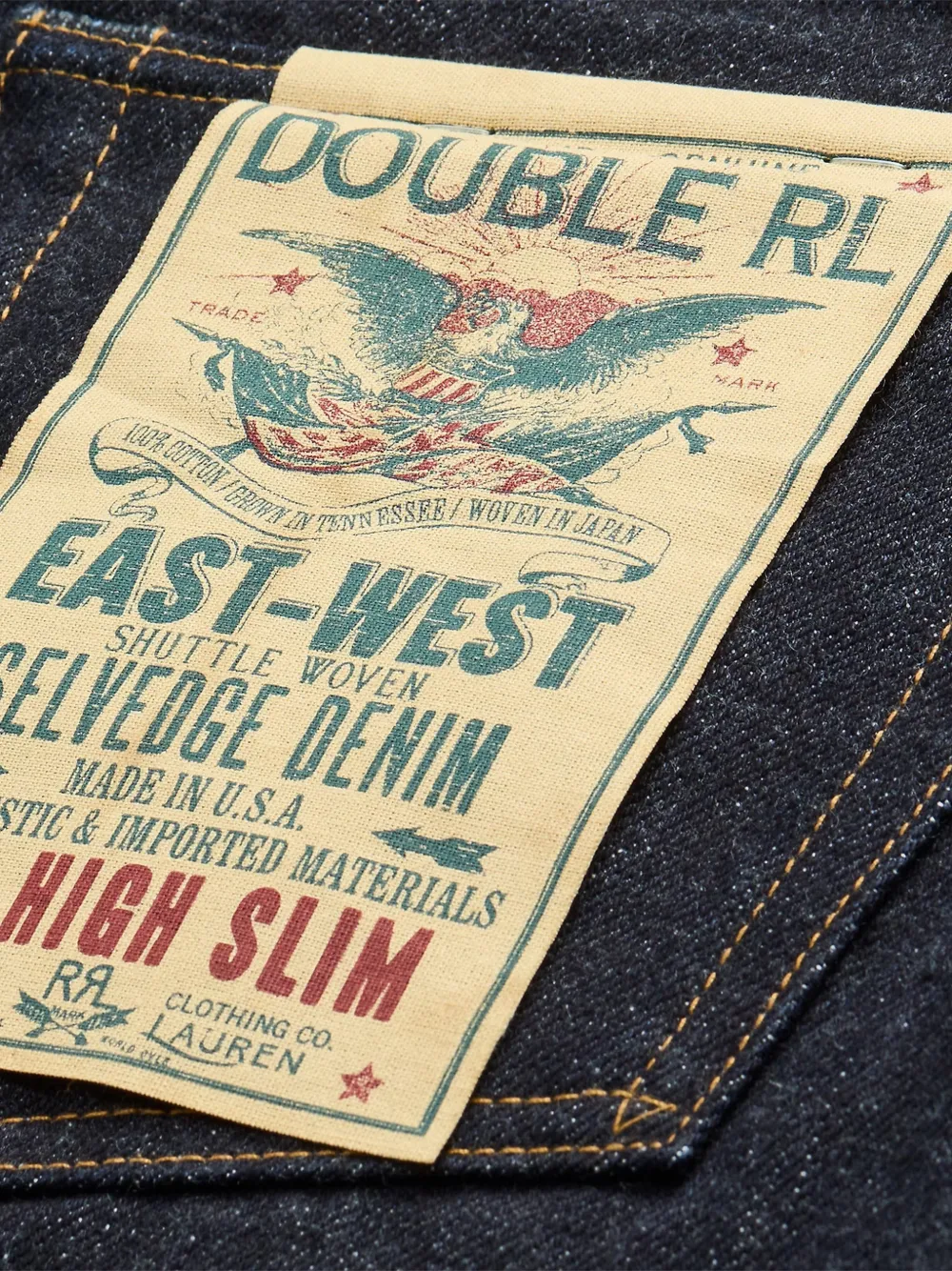 Ralph Lauren RRL High Slim East-West jeans Blauw