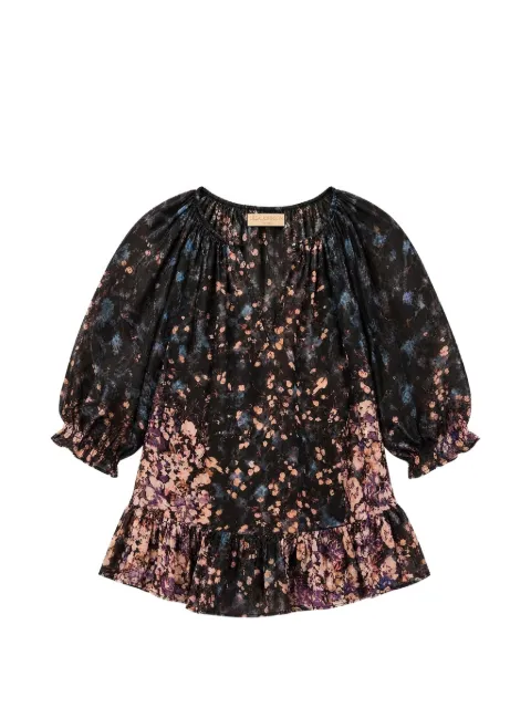 Ulla Johnson blusa Elise con motivo floral en jacquard y volantes