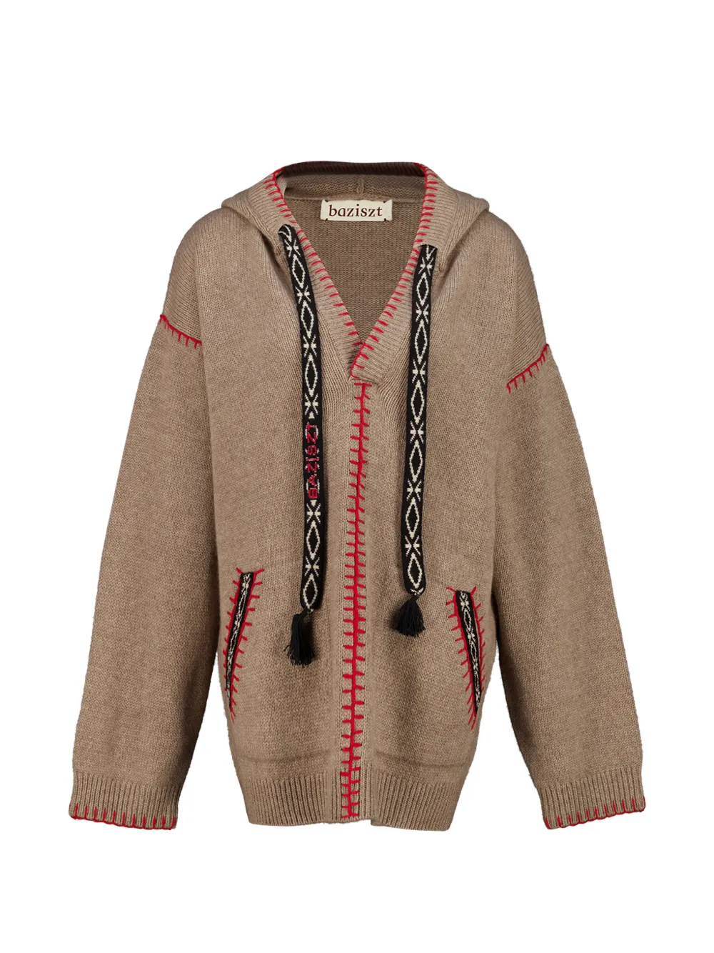 Baziszt Kafti whipstitch cashmere hoodie - Toni neutri