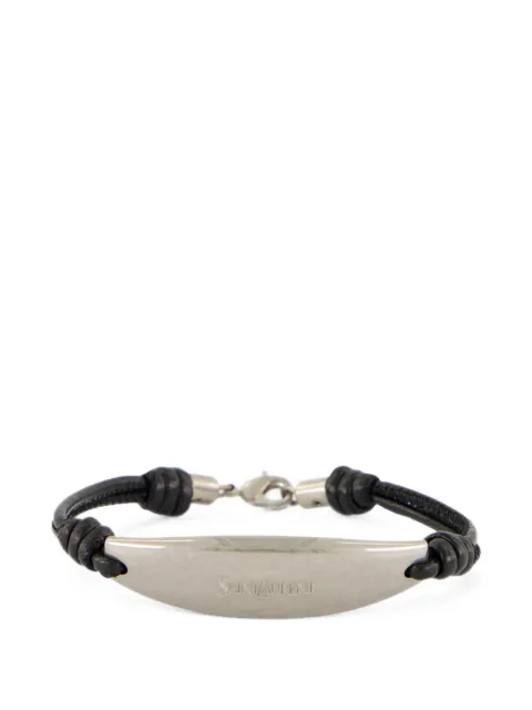 Saint Laurent logo-engraved leather bracelet