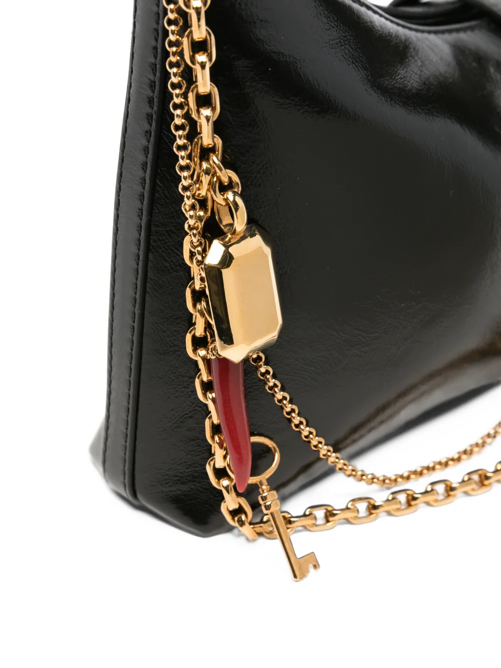 Dolce & Gabbana Crush leren schoudertas verfraaid met bedel Zwart