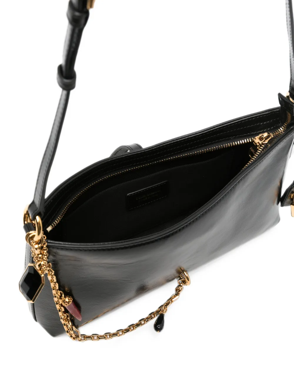 Dolce & Gabbana Crush leren schoudertas verfraaid met bedel Zwart