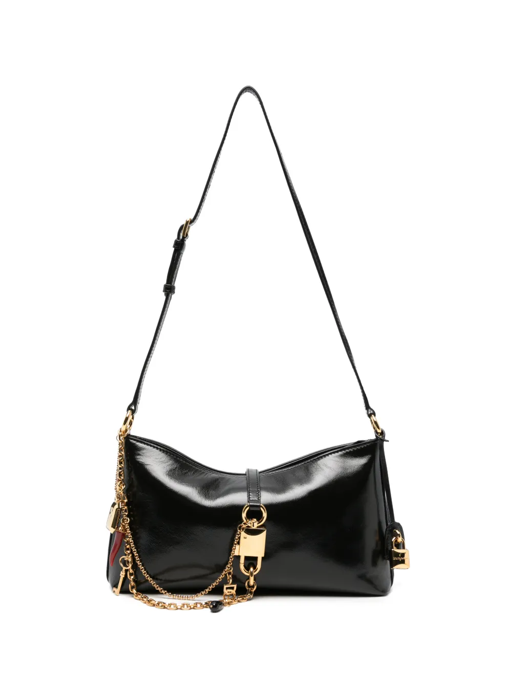Dolce & Gabbana charm-embellished leather shoulder bag - Black